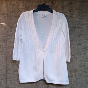 White Cotton Cardigan Sweater